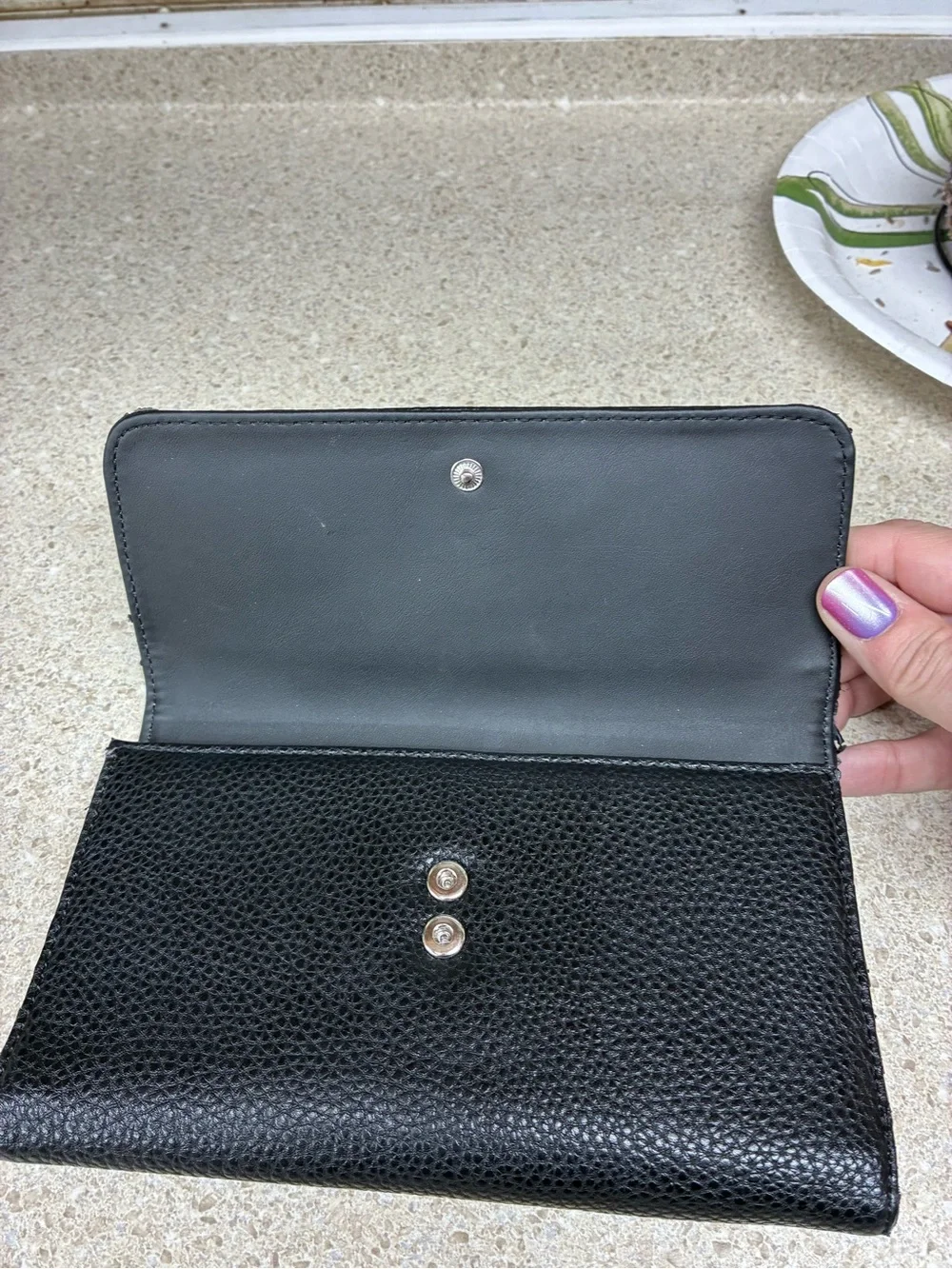 GUESS Black Embossed Foldover Leather Wallet